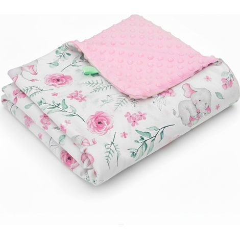 Coperta in minky 75x100 (rosa + piccoli elefanti rosa) (1/3)