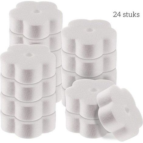24 éponges en mousse absorbantes pour piscine et spa, motif floral, blanches (1/5)