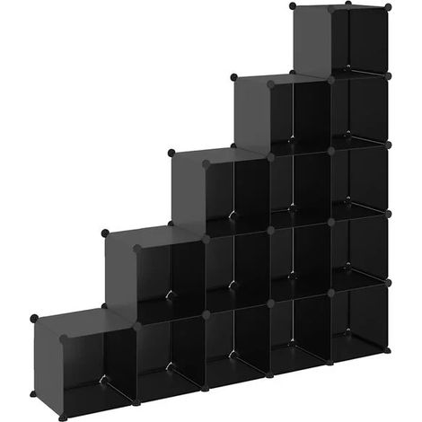 Ensemble de 15 boîtes de rangement noires en PP (1/5)