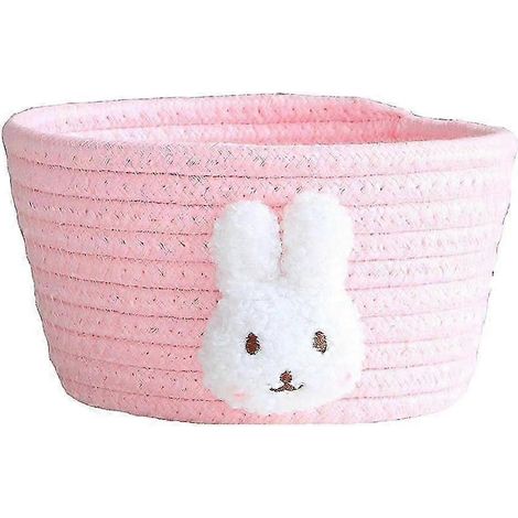 Panier de rangement en fil de coton de style japonais, boîte de rangement pour jouets et objets divers, idéale pour la chambre, le salon ou le bureau.-Pink Rabbit
