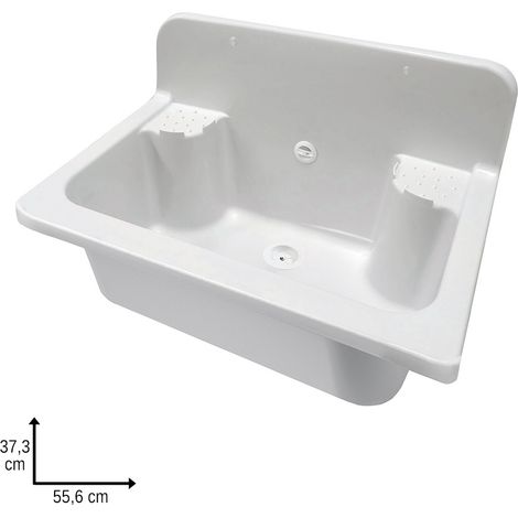 Pilozzo maxi a muro 56 cm in resina bianca con portasapone e kit di scarico (1/4)