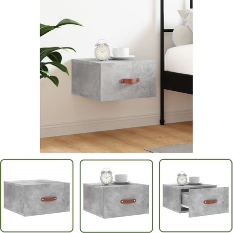 The Living Store Table de chevet murale gris béton 35x35x20 cm - Table De Chevet Murale - Meuble De Rangement Mural - Étagère Murale - Commode Murale - Déco Murale (1/5)