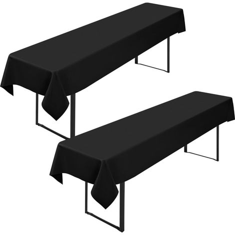 Set de 2 nappes pour table de bière 100x250cm Noir, Lavable, pour largeur de table 50-70cm