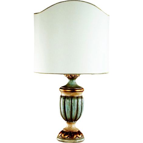 Lume In Legno Classico Azzurro Oro Con Paralume 1 Luce Oca
