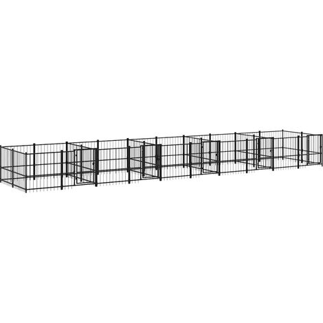 Maison Exclusive - Outdoor-Hundezwinger Stahl 18,77 m² (1/5)
