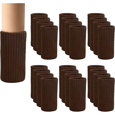 24 Stück Stuhlbeinsocken, Kaffee-Möbelbeinsocken, gestrickt, elastische Stuhlbein-Bodenschoner zur Vermeidung von Kratzern, Möbel-Abdeckungen für einfaches Bewegen und reduzieren Lärm