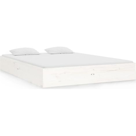 Maison Exclusive - Cadre de lit sans matelas blanc bois massif 140x190 cm (1/5)