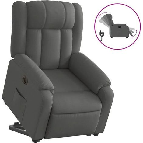 Chaise longue électrique réglable en tissu gris foncé – Lit de relaxation avec dossier inclinable, repose-pieds extensible et contrôle tactile, idéal pour salon ou chambre (1/5)