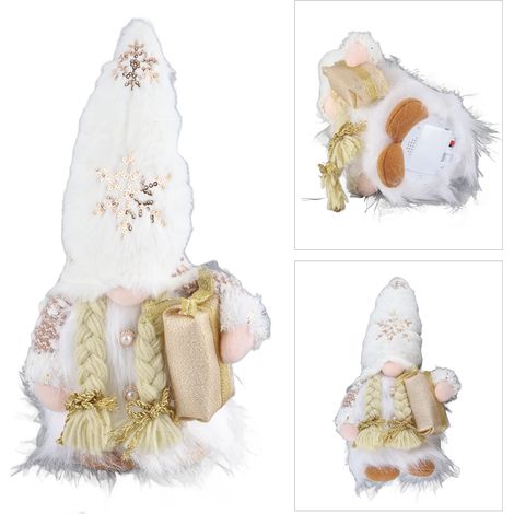 Adorable nain lumineux avec chapeau de Noël, figurine Rudolph, gnome de Noël lumineux (1/5)