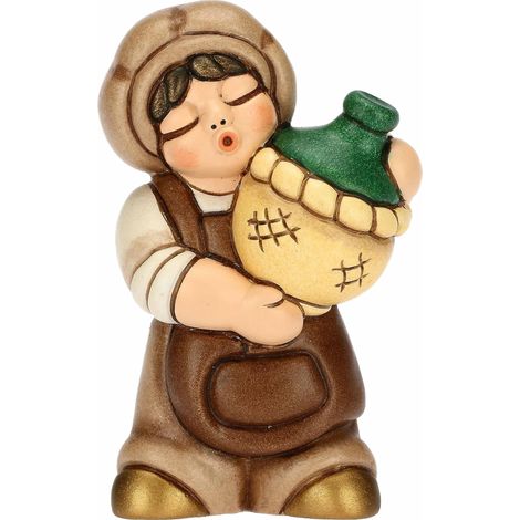 THUN - Oste con Damigiana in Ceramica Decorata a Mano, Colore Bianco, Linea Presepe Classico, Decorazioni Natale Casa, 5.1x3.5x8.1 cm h (1/4)