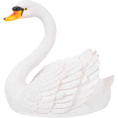 Schwan Statue aus Naturharz Wetterfeste Gartendeko für Teich