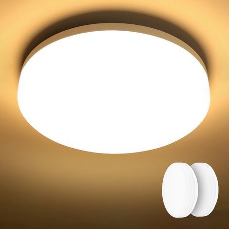 2 Plafonnier LED IP54 étanche 15 W 3000 K rond pour salle de bain chambre cuisine (1/5)