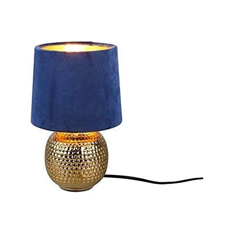 Trio Sophia lámpara de mesa azul dorado 38 cm diseño rústico