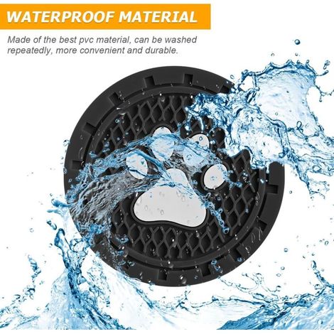 Lot de 4 dessous de verre antidérapants en PVC avec motif patte de chien, tapis de boisson universels de 7 cm, accessoires intérieurs pour SUV, camions, camping-cars et plus (noir) (1/3)