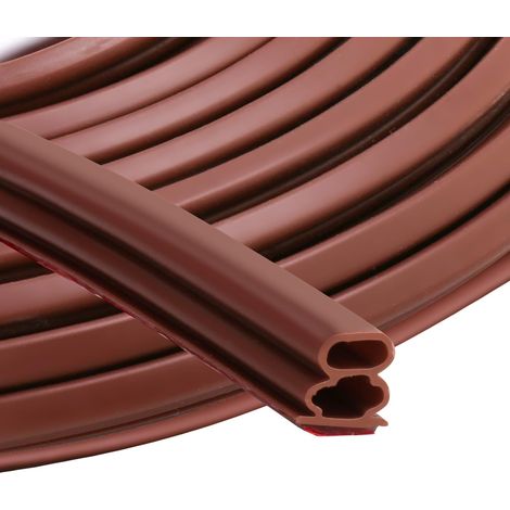 Bande d'étanchéité autocollante en caoutchouc marron 10 mm, isolation phonique et anti-collision pour portes et fenêtres, étanche à l'eau et poussière - Rouleau 6 mètres (1/5)