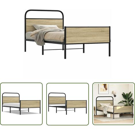 vidaXL Bettgestell ohne Matratze 90x190 cm Sonoma-Eiche Holzwerkstoff (1/5)