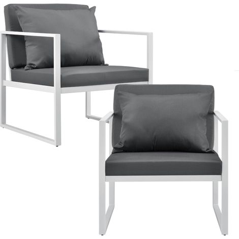 2 robuste sedie da esterno con comodi cuscini bianche 70 x 60 x 60 cm 030000172