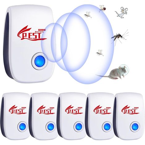 Ultrasonic Mosquito Repellent, 6 Pack Ultrasonic Mouse and Rat & Insect Repellent Electronic Device, Ultrasonic Repellent for Mice, Rats, Ants, Spiders, and Mosquitoes (1/5)