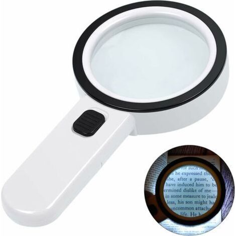 Loupe de Lecture éclairée, Loupe 30X avec 12 LED Lumière, Loupe Grossissante à main, Loupe Eclairante pour Lecture, Bijoux (1/4)