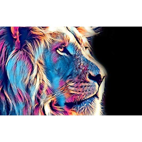 Tableau Lion profil wall - 80x50cm - made in France (1/5)