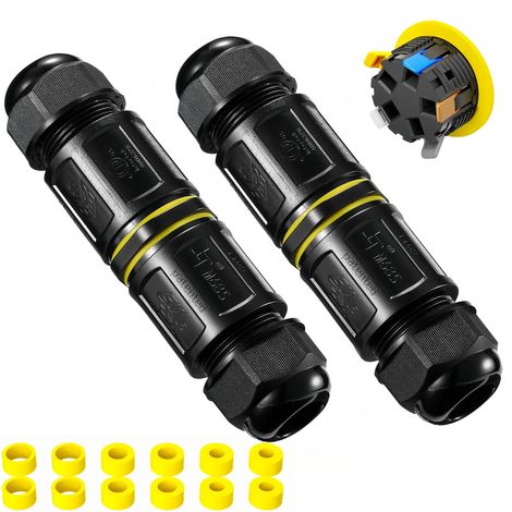 Boîte de jonction étanche IP68 en forme de I pour l'extérieur 2 voies 5 broches M25 Connecteur de câble électrique à dégagement rapide 4-14 mm, adapté pour la réparation et l'extension des câbles (1/5)