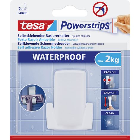 tesa Rasiererhalter Powerstrip weiß, waterproof Rasiererhalter (1/3)