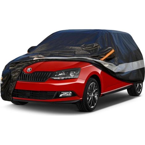 Autoabdeckung 10 Schichten Wasserdicht Atmungsaktiv für Skoda Fabia (1999-2023) Schwarz (1/5)