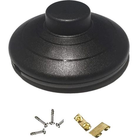 Interrupteur à pied pour lampe - Interrupteur intermédiaire avec bouton poussoir auto-bloquant pour câbles à 2 ou 3 fils - Pour lampadaires et petits appareils ou lampes - Noir (1/4)