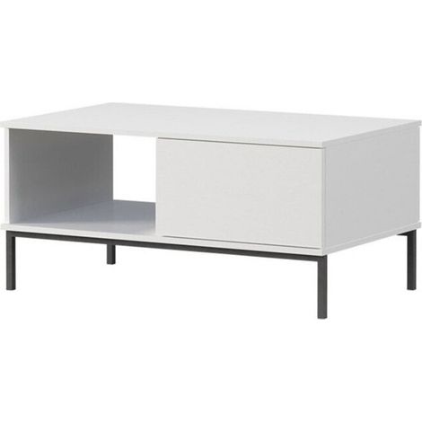 Mesa de centro Lomsore 102, Blanco, 47x60x100cm, Diámetro: 0, Aglomerado laminado, Angular