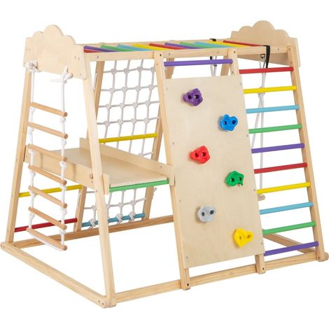 Set di arrampicata Montessori 8 in 1 con scivolo e altalena (1/5)