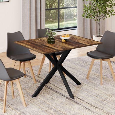 Mesa de comedor rectangular ALIX 4-6 personas HAWKINS madera oscura y pata de araña negra 110 cm