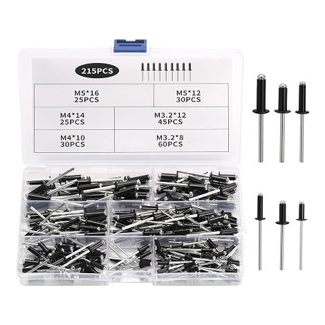 Pop Rivets Large Head, 3.2 mm 4 mm 5 mm Wide Head Aluminium Pop Rivets for Metal, Furniture, Cars, Boats (8/10/12/14/16mm) (1/5)