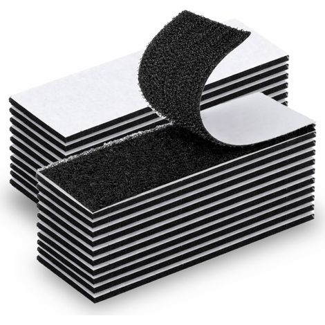 Scratch Autocollant Double Face 20 Pièces, Bande Auto‑Adhésive à Crochets et Boucles Extra Forte, , Adaptée à Voiture, École, Bureau et Articles de Maison (Noir) (1/5)