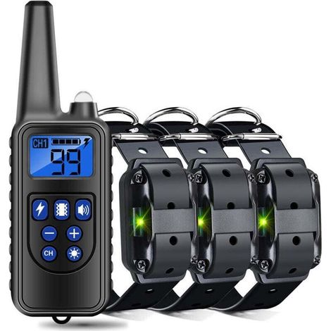 Collare per addestramento cani - Addestramento - Per esterni - Ricaricabile, impermeabile, portata 800 m, con suono, nero - Per proprietari di cani -Crezuo