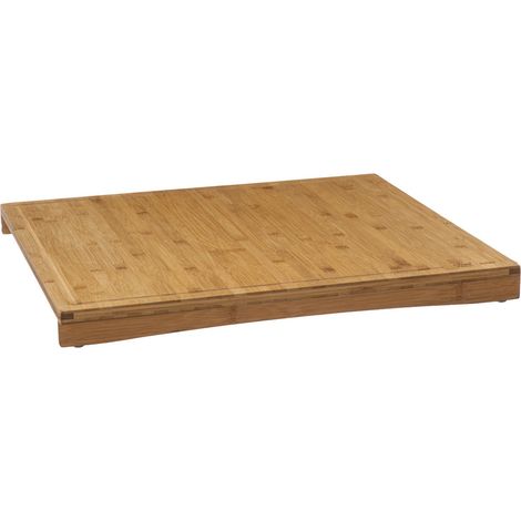 Five – Planche à découper en bambou 52 x 58 cm – Cache plaque avec rigole récupératrice de jus – Durable et résistant aux éraflures