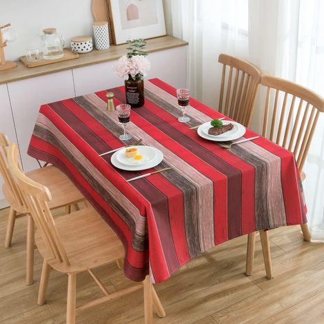 Tischdecke Rechteckig 140x180 cm Rot Wasserfest Leinenoptik für 4-6 Personen