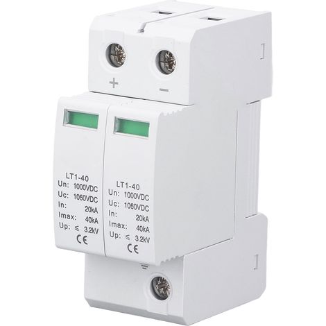 Überspannungsschutzgerät 2P Flammhemmend Modularer Photovoltaik-Überspannungsschutz für Wohnhäuser und Bürogebäude DC1000V (1/5)