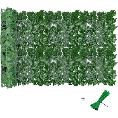 Sinbinta – Clôture artificielle de feuilles de lierre 300x100cm – Écran de confidentialité durable – Feuilles résistantes aux intempéries – Décoration jardin