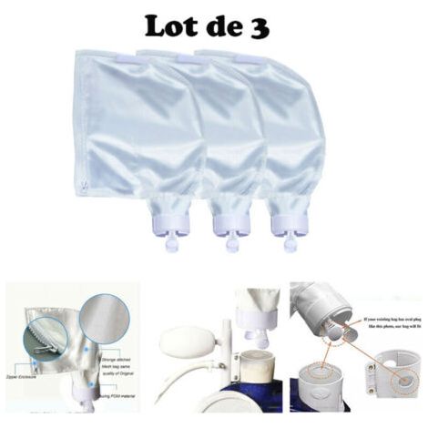 Set of 3 adaptable silt bags for Polaris 280 480 robotic pool cleaner. Set of 2 reinforced nylon filter bags with zip closure K13