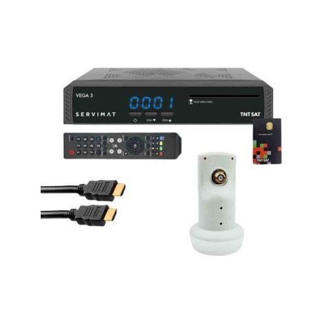 PACK SERVIMAT VEGA 3 Decodeur satellite Full HD + Carte d'TNTSAT V6 + Câble HDMI + LNB Single HDSAT