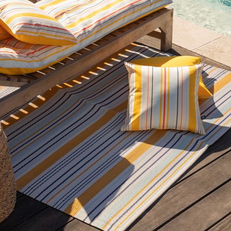 Tapis d’extérieur rayé Jaune soleil 160x230 cm