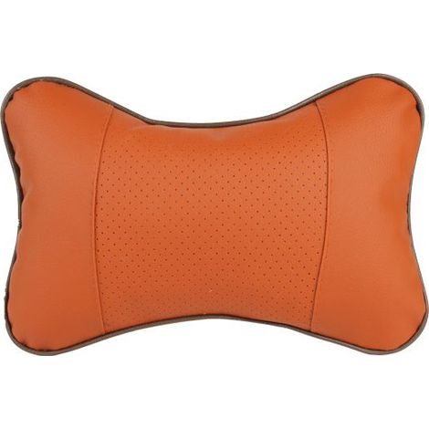 Set di 2 comodi cuscini per auto in similpelle PU, morbidi cuscini di supporto per testa e collo (marrone) (1/5)
