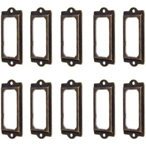 Lot de 50 porte-étiquettes en métal bronze vintage 60 x 17 mm – Fer robuste pour tiroirs, bibliothèques, armoires – Installation facile - 50Pcs (1/4)