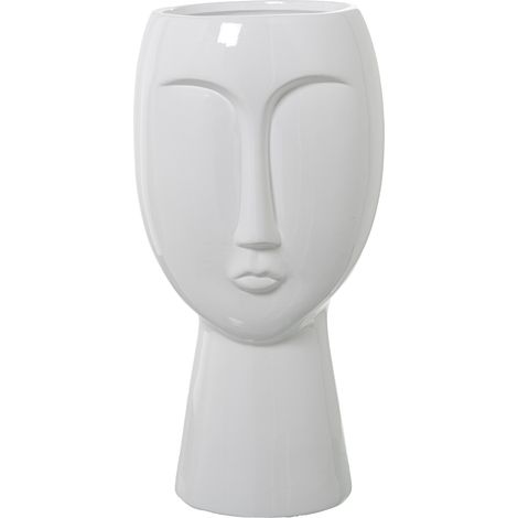 Vase Visage En Céramique Blanc Brillant °23X48 Cm (1/5)