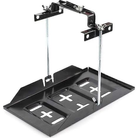 Plateau de maintien de batterie universel en acier résistant à la corrosion, support de batterie réglable, pince de serrage. (1/5)