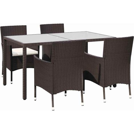 Maison Exclusive - Set Mobili da Giardino 5 pz con Cuscini in Polyrattan Marrone (1/5)