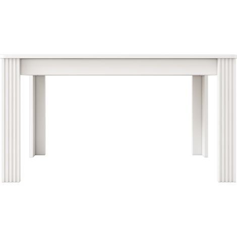 Table à manger rectangulaire en bois MDF blanc avec pieds robustes, capacité 130 kg (1/5)