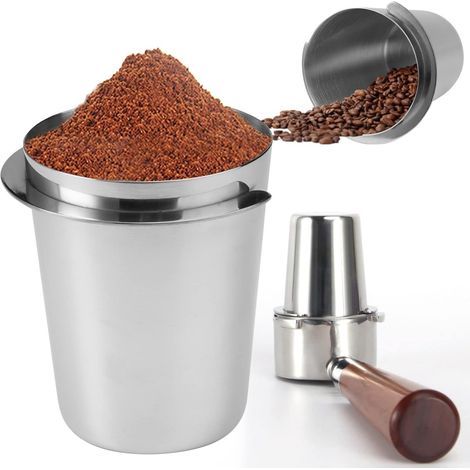 1 Doseur à café, Acier inoxydable, Diamètre 51 mm, Double poignée, Pour machine expresso et moulin (1/5)