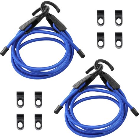 piezas de cordón elástico de 1,5 m con ganchos, totalmente ajustables, equipados con 8 clips, resistentes al viento y antideslizantes, con extensor de gancho, adecuados para asegurar el equipaje. (1/4)