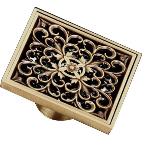 Brass Drain with Square Cover and Removable Filter for